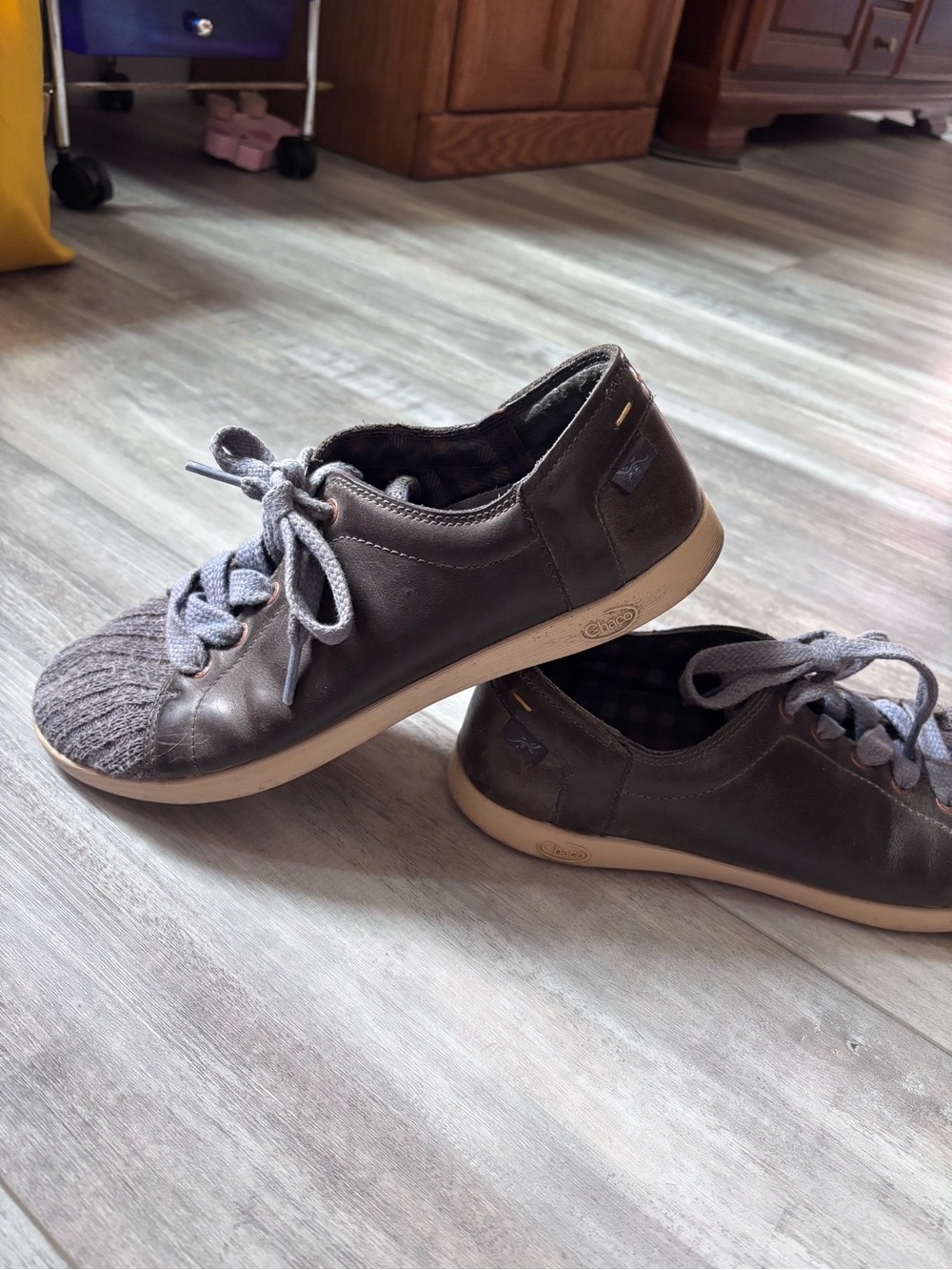 Women’s Chaco Ionia Lace Up Sweater Toe Casual Gray Sneakers